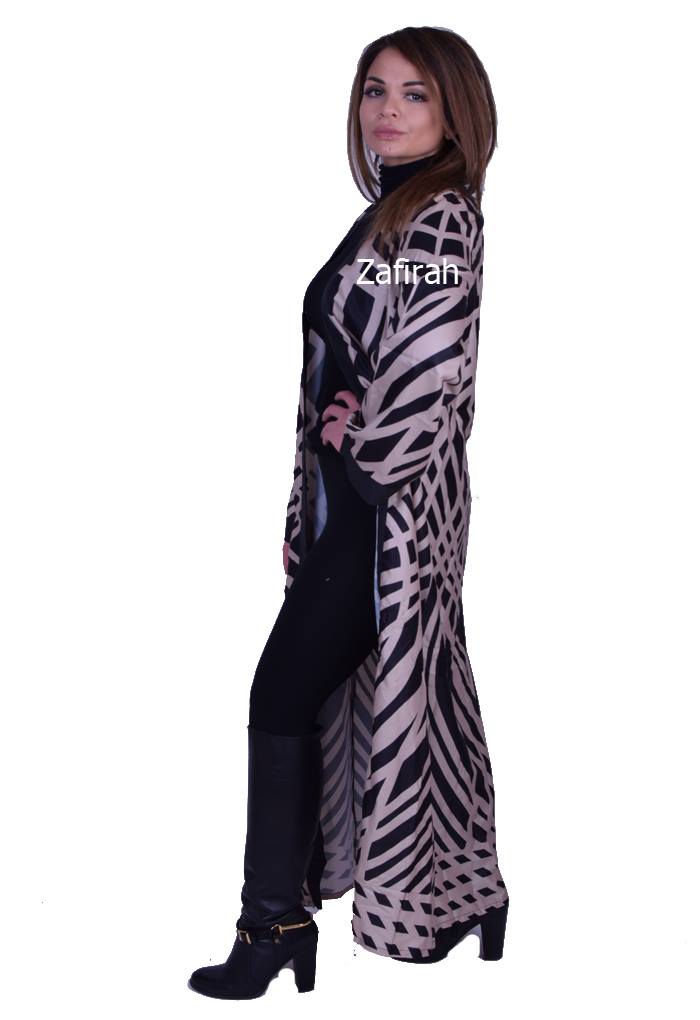 Step into Style: Front Open Striped Kimono - 52 inch Length